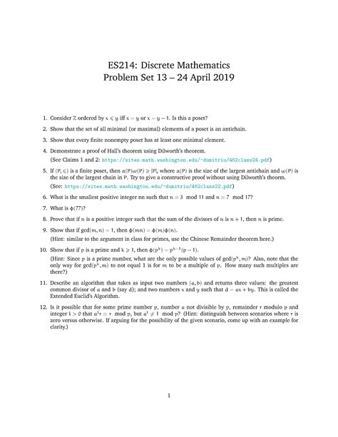 Tutorial 13 - ES214: Discrete Mathematics Problem Set 13 – 24 April ...