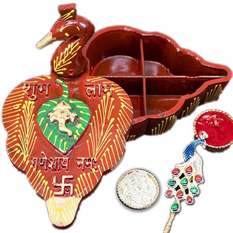 Buy comelyns UrbanShilp Wood Roli Tika Chopra in Peacock Shape ...