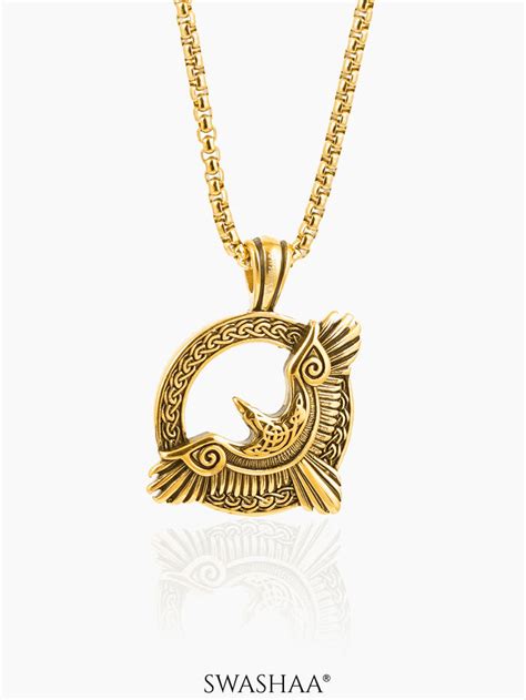Buy Froro Eagle 18K Gold Plated Men's Chain Pendant Online | Swashaa