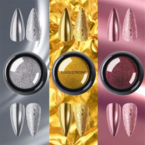 Buy Nail Art Kit Box, Rose Gold, Gold, Silver Chrome Powder, Aurora ...