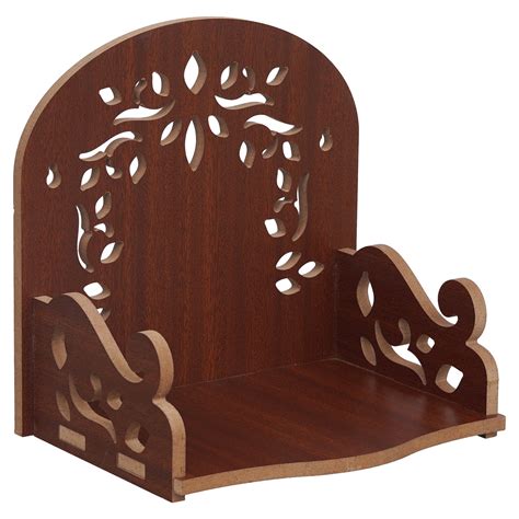 eCraftIndia Brown Floral Designer Beautiful Wooden Temple for Home Off