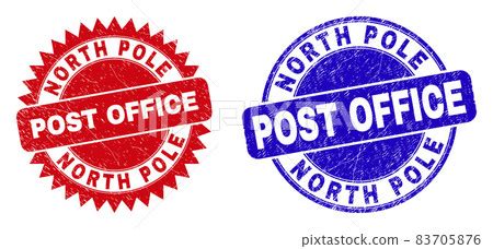 Clipart Image Of North Pole Post Office Stamps In Red And Blue Colors ...