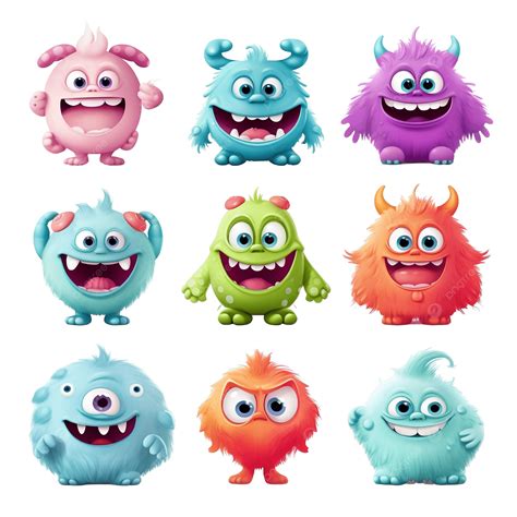 Cute Monster Transparent Outlined Cute Monster Cartoon Character
