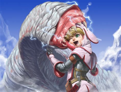 monster hunter and khezu (monster hunter) drawn by crow_(torigoya ...