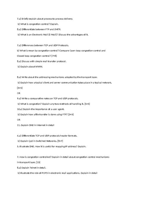 DCCN Impq - Lecture Notes on TCP, UDP & Congestion Control - Studocu