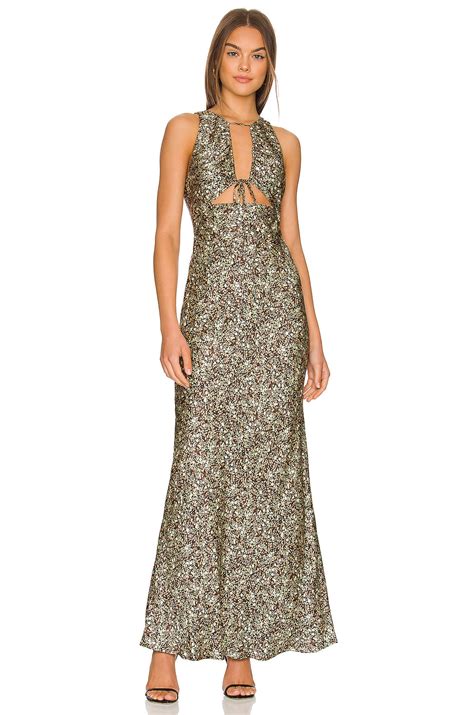 Shona Joy Avriel Cut Out Front Maxi Dress in Choc & Mint | REVOLVE