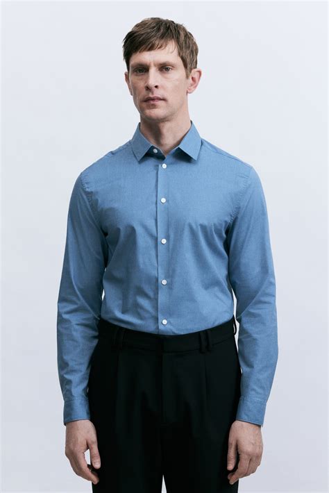 Slim Fit Easy-iron shirt - Blue - Men | H&M IN