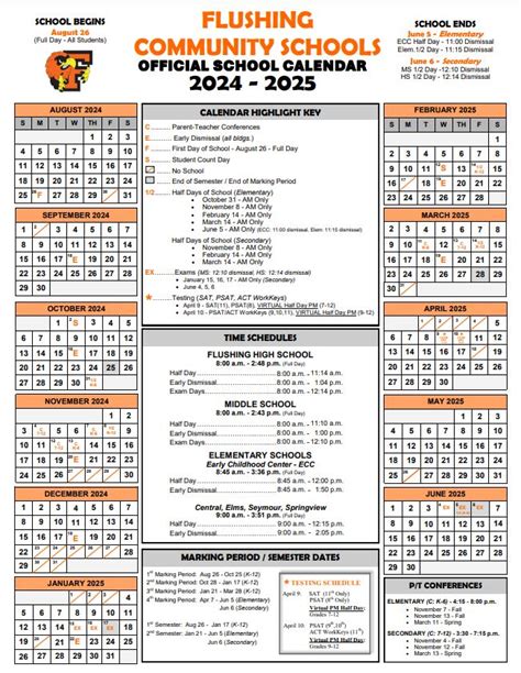 The 2024-2025 School Calendar... - Flushing Community Schools | Facebook