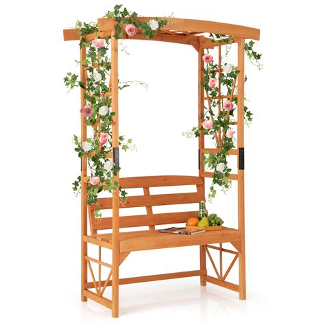 Patio Garden Arbor Archway With 2 Trellises For Climbing Plants Vines ...