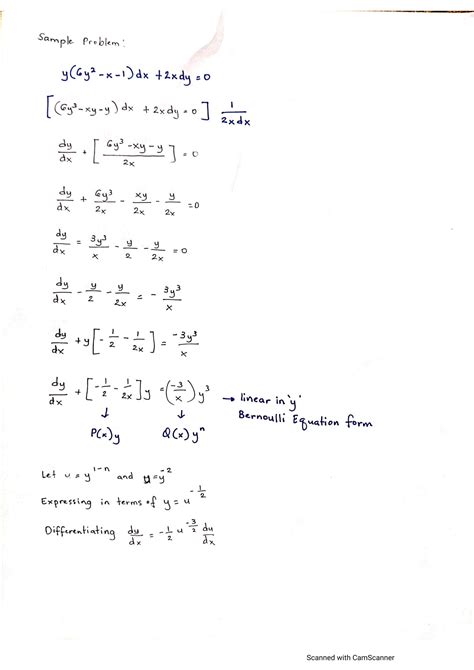 SOLUTION: Sample problem for bernoulli differential equation - Studypool