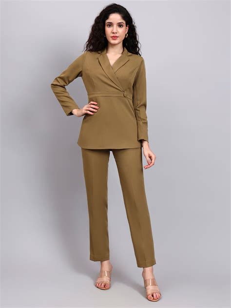 Women Willow Green Co-Ord Set with Wrap top