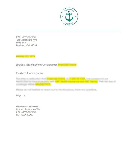 Benefits Loss of Coverage Letter customizable Template for HR - Etsy