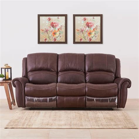 Buy Cape Half Leather 3-Seater Recliner - Brown from Home Centre at ...