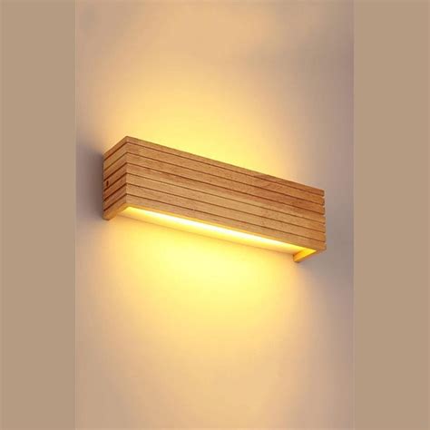 Artica 18 watt Wall lamp Natural Pine Wood Color Warm White Light for ...