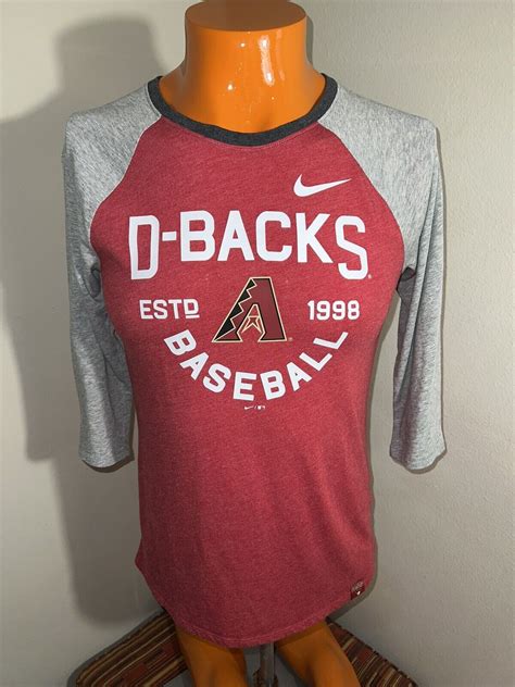 Arizona Diamondbacks Shirt Mens Medium Gray Red 3/4 Sleeve MLB Baseball ...