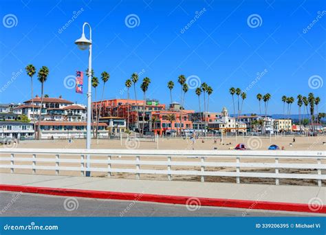 View of the Santa Cruz Beachfront with Palm Trees, Volleyball Courts ...