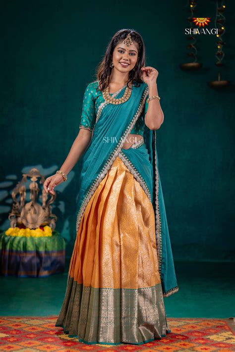 Yellow Divine Mango Half Saree | Lehenga For Girls