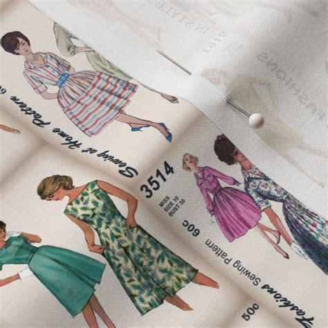 Vintage Sewing Patterns 1960s Fabric | Spoonflower