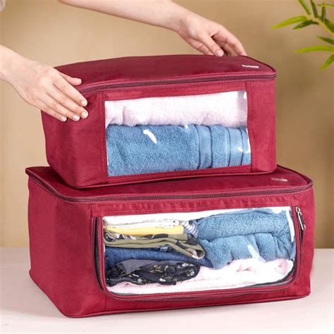 Clothes Storage Organiser Bag Set Of 2 Red Online - Premium Clothes ...
