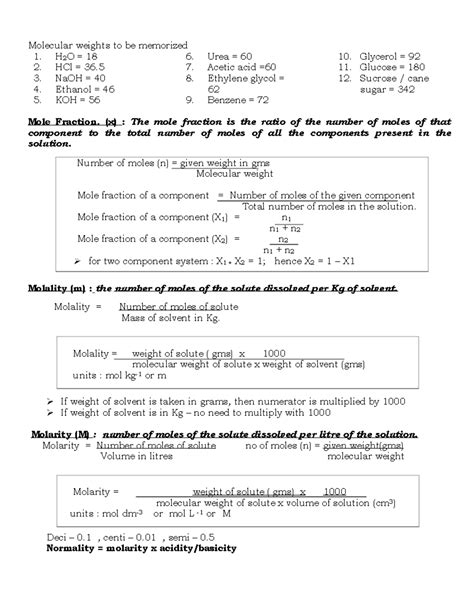 Solution and colligative numericals with formula and answers ...