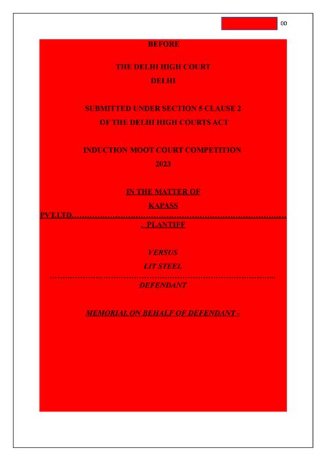 Memorial defendant - BEFORE THE DELHI HIGH COURT DELHI SUBMITTED UNDER ...