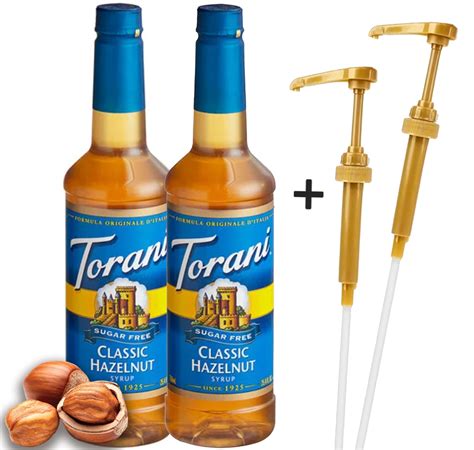 Torani Sugar-Free Classic Hazelnut Syrup, 25.4 oz (750 mL) + Gold Syrup ...