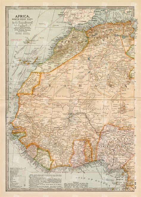 Northwest Africa Political Map with Colored Territorial Borders, Place Names, Sea Routes and ...