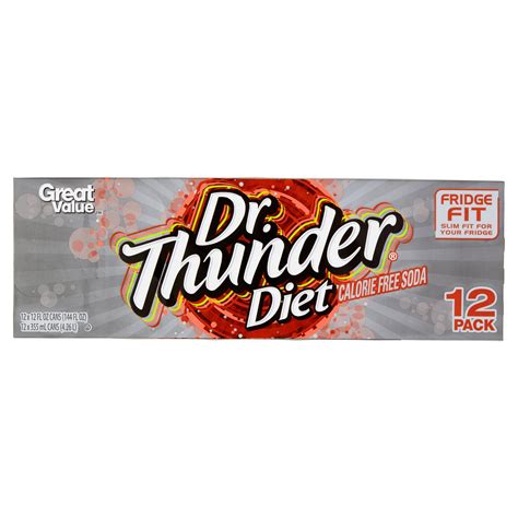 Buy Great Value Dr Thunder Diet Calorie Free Soda Pop, 12 fl oz, 12 ...