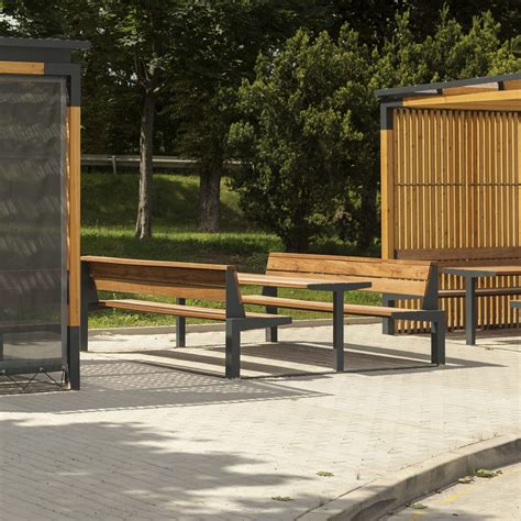 Contemporary picnic table - U4-620 - egoé - solid wood / powder-coated ...