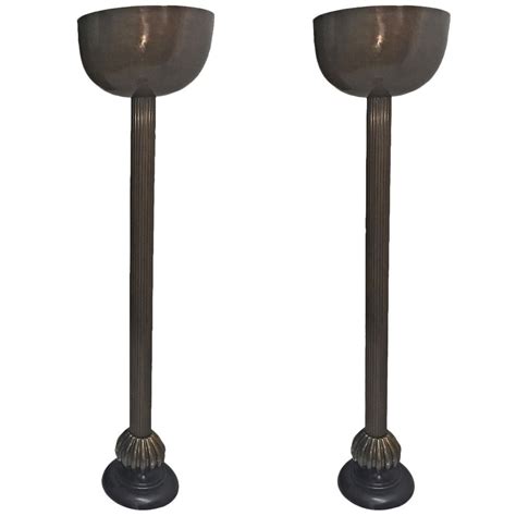 Pair of Bronze Neoclassic Bronze Floor Lamps For Sale at 1stDibs
