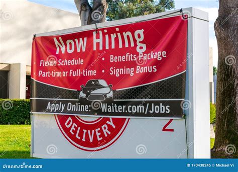 Now Hiring Advertisement for Waiter.com Full Time and Part Time Jobs Openings Editorial Image ...