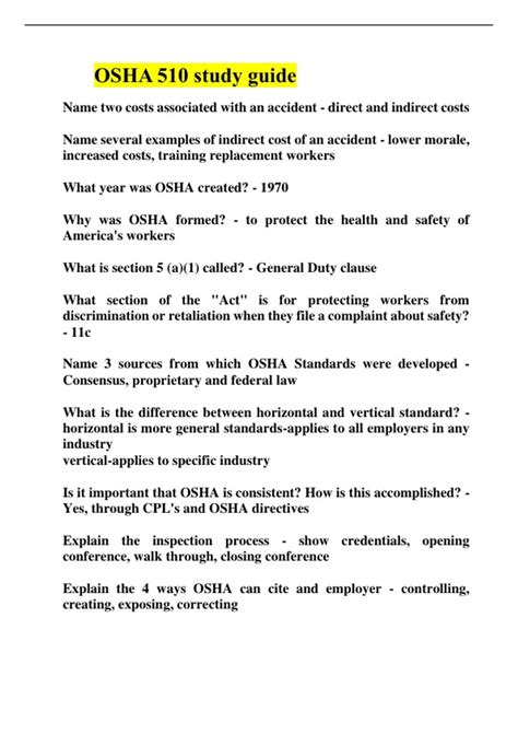 Osha 510 Online Course