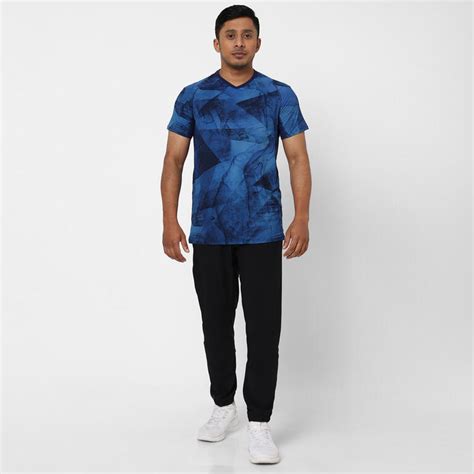 Men's Fitness Training T-Shirt - Blue/Floral Print