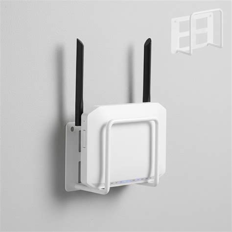 HASTHIP Wall WiFi Router Mount - No Drill, White Metal Holder– Hasthip