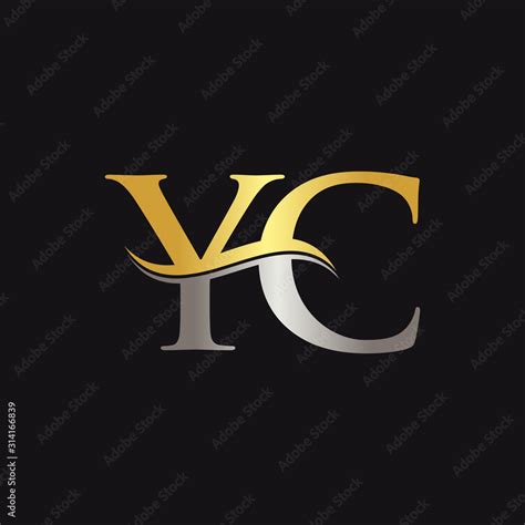 Initial Gold and Silver YC Letter Linked Logo with Black Background ...