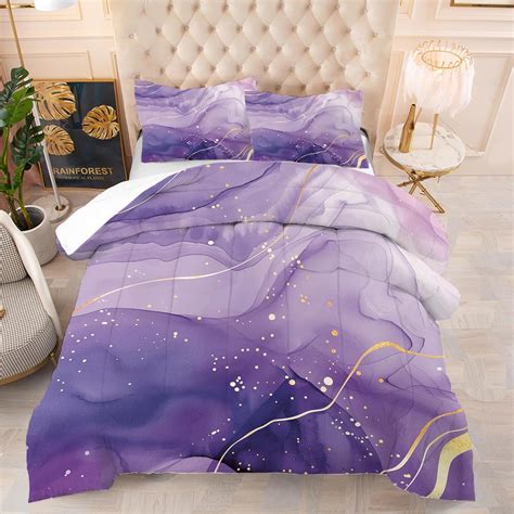 Amazon.com: EDGZKO Purple Comforter Set Queen: Light Purple Watercolor ...