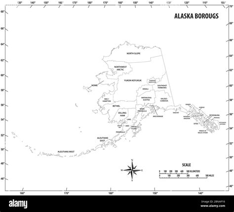 Alaska state outline administrative and political vector map in black and white Stock Vector ...