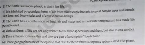 Life itself constitutes a separate sphere called biosphere explain ...