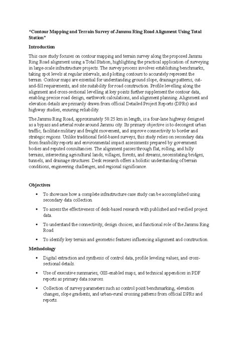 Contour Mapping & Terrain Survey of Jammu Ring Road (Case Study) - Studocu
