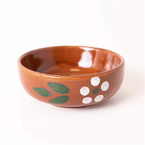 KALAKRITI Hand-Painted Terracotta Finish Mini Ceramic Bowl | Floral ...