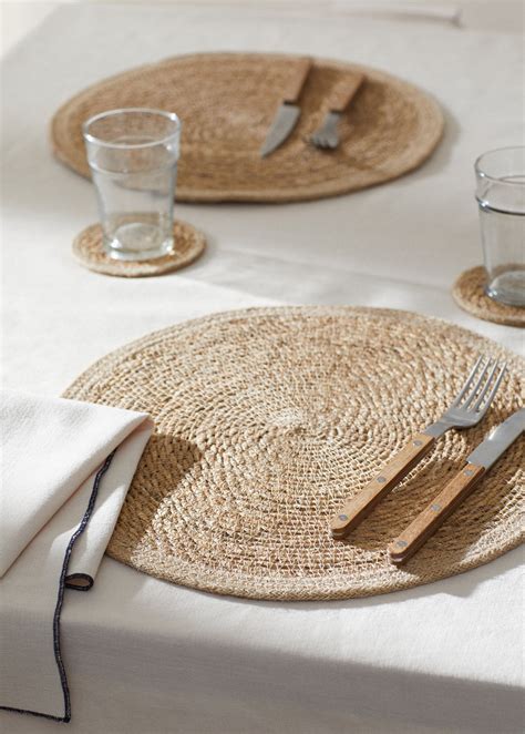 Set de table rond fibres naturelles 35x35 cm - Home | MANGO Belgique