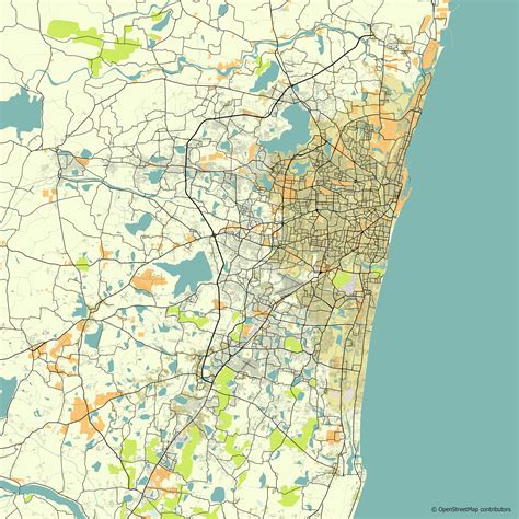 Vector city map of Chennai, Tamil Nadu, India 26692741 Vector Art at ...