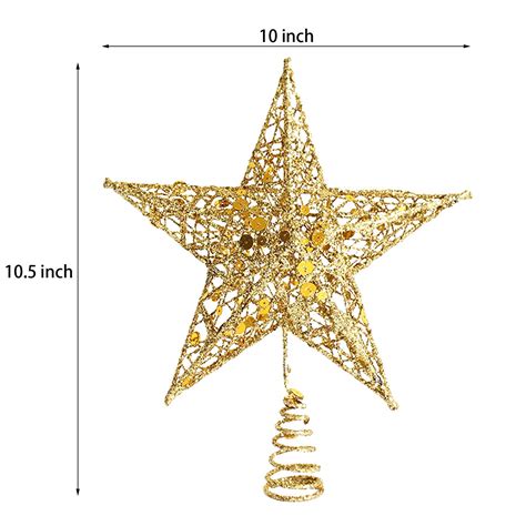 Buy Coolmade Indoor Gold Metal Glittered Star Christmas Tree Topper, 2. ...