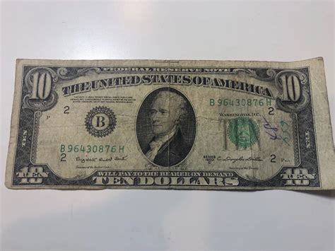 1950 C Ten Dollar Bill $10 Federal Reserve 1950 New York Misprint Off ...