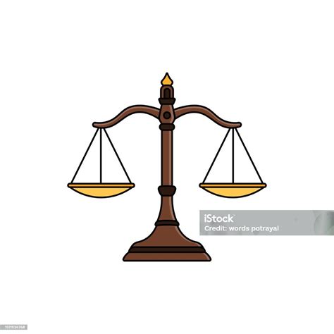 Kids Drawing Vector Illustration Justice Scales Weight Balance Flat ...