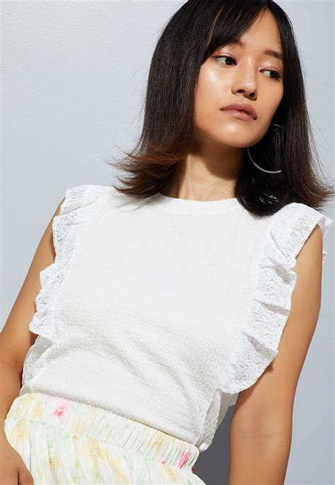 Buy URB_N Women Textured Ruffled Detail Top Online at just Rs. 699.0 ...