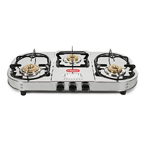 Khaitan 3 Burner Double Decker Pro (with Jumbo Brass burner) Stainless ...