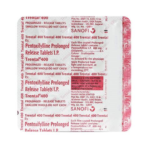 Trental 400mg - Strip of 15 Tablets : Amazon.in: Health & Personal Care