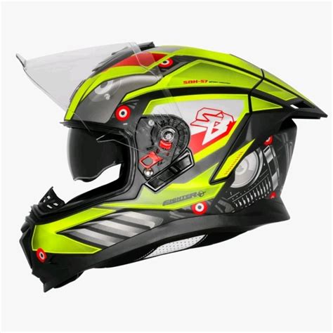 Steelbird SBH-57 ISS Fighter F8 ISI/DOT Glossy BLACK Neon