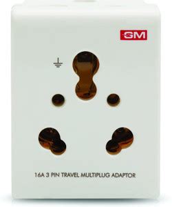 GM 3050 16 AMP 3 Pin Multi Plug Travel Adaptor Worldwide Adaptor white ...